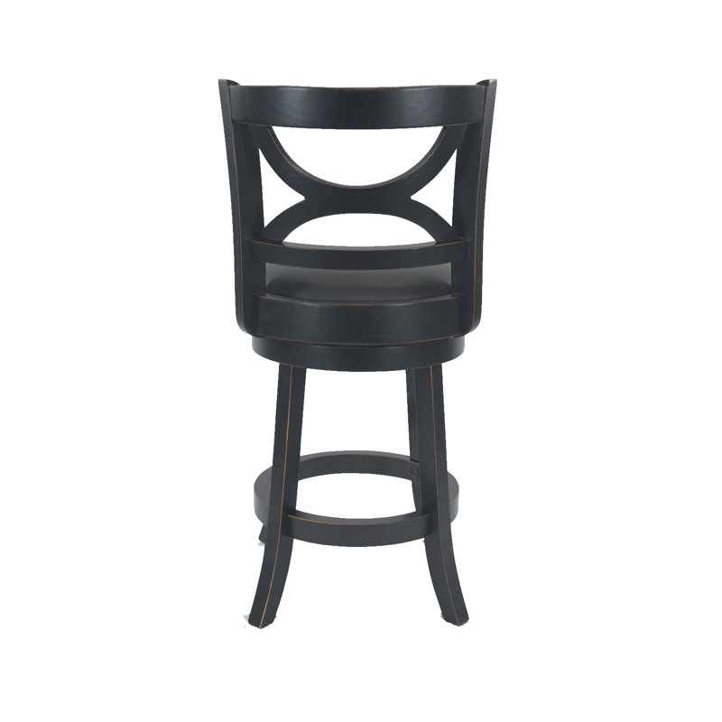 Three Posts™ Adelaida Swivel Upholstered Counter Stool with Solid Wood